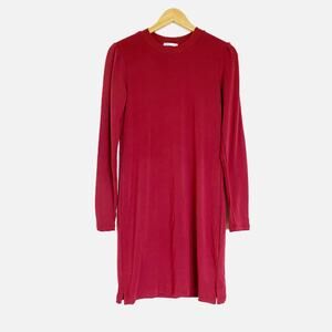 BLDWN Matteo Modal & Spandex Long Sleeve Shift Dress in Red Velvet Small